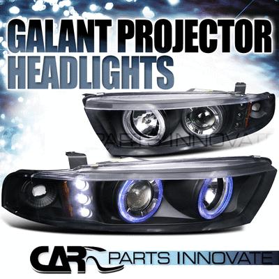 Mitsubishi 99-03 galant led halo projector headlights lamp black