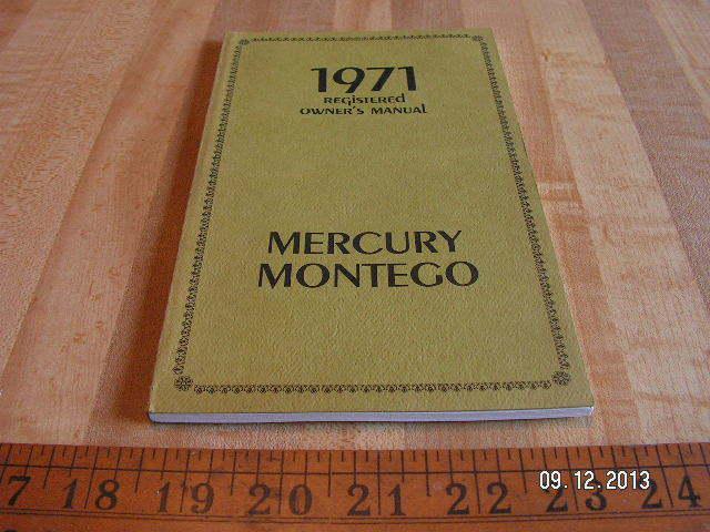 1971 mercury montego original owner's / owners manual