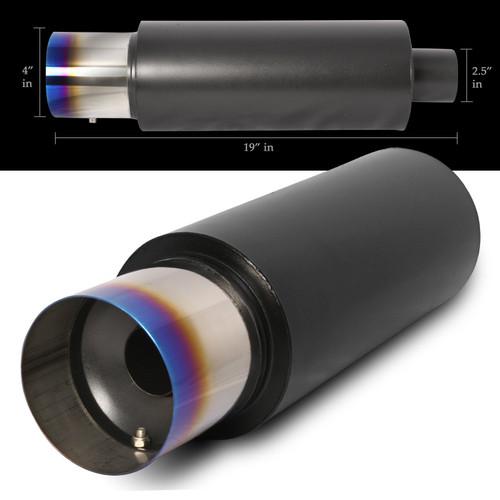 Purchase Universal Matte Black Silencer 2.5" inlet / Outlet / 4" Flat