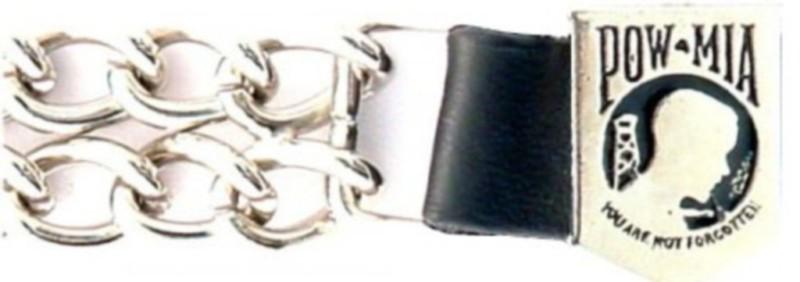 Ladies pow/mia motorcycle jacket vest extender leather double chain - new