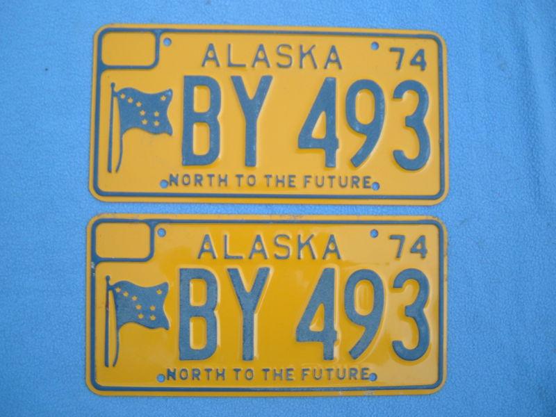 Pair vintage alaska 1974 license plates  by 493