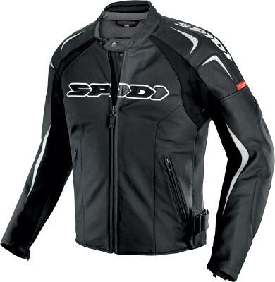 Spidi track wind leather jacket black/white e52/us42 p126-011-52