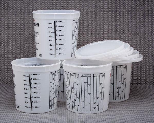 Universal paint mixing cups 5 piece set 1 gallon