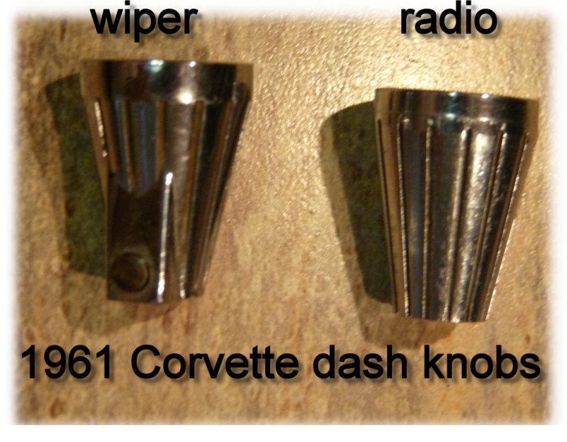 1961 corvette chevrolet chevy chev oem radio knob & wiper knob nice chrome!