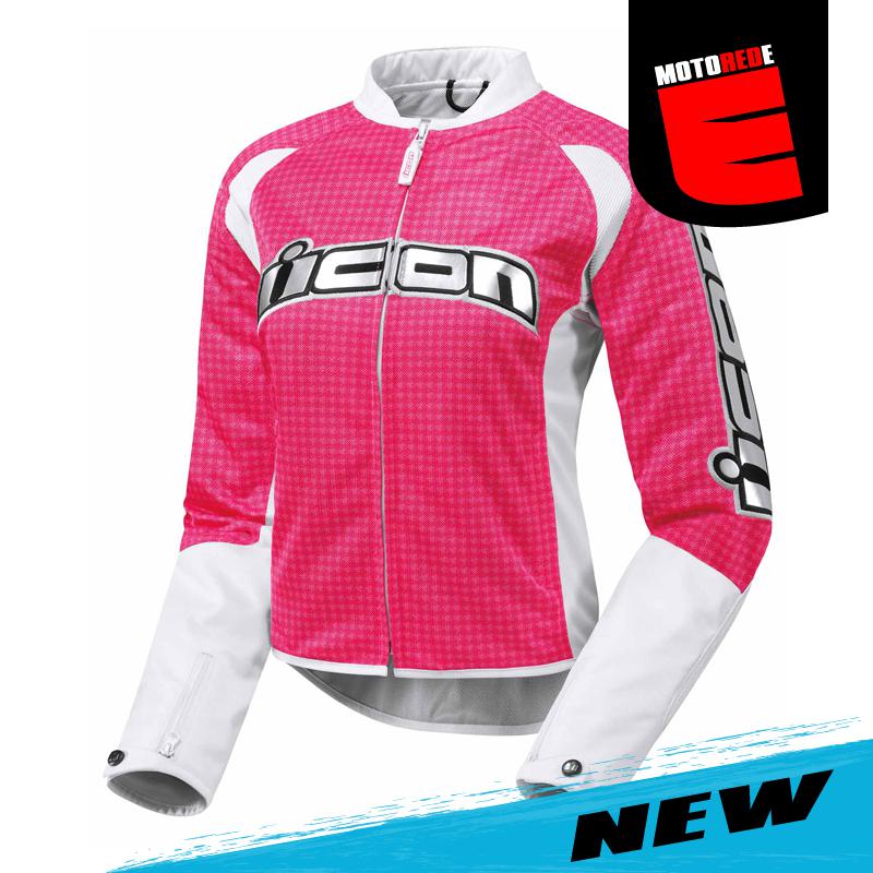 Icon hooligan 2 glam womens motorcycle textile jacket pink white large lg l