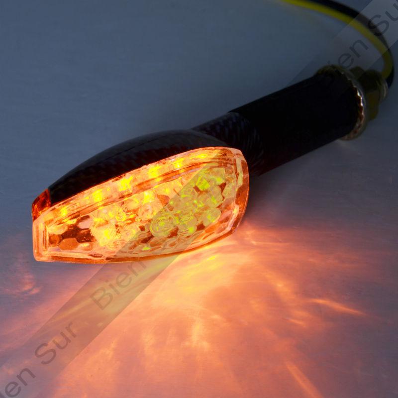 Carbon turn signal 14 led suzuki dual sport motorcycle dirt bike light blinker