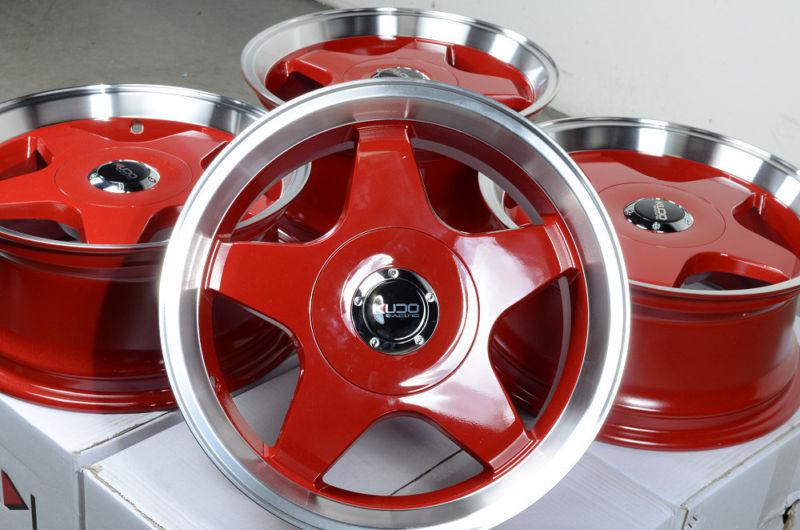 15" red kudo wheels rims 4x100 accord civic integra prelude accent sephia miata