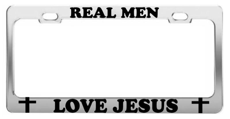 Real men love jesus #2 car accessories chrome steel tag license plate frame