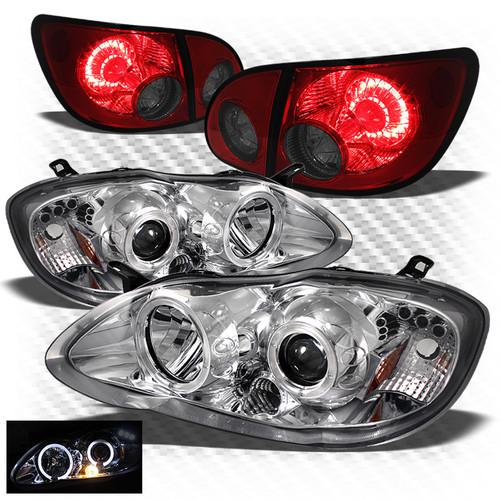 03-08 corolla halo projector headlights + r/s philips-led perform tail lights