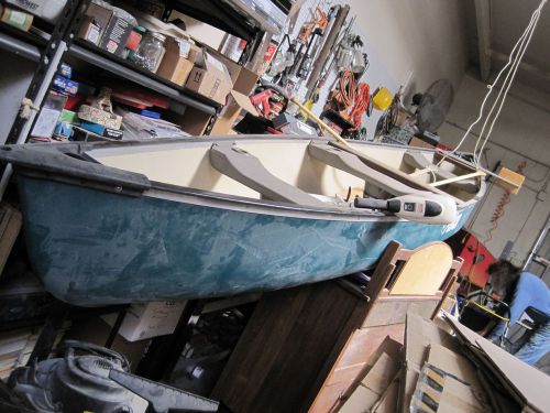 Pelican 15.6 canoe with prowler 55 lb thrust trolling motor, 3 ores, motor mount