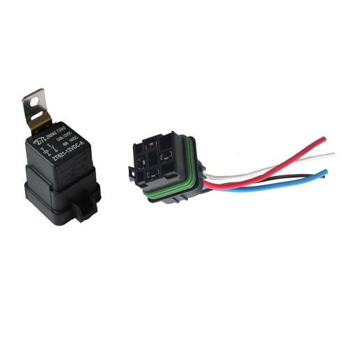 Car 12v 40a spst relay socket plug 4p 4 wire kit waterproof iron back wys sales