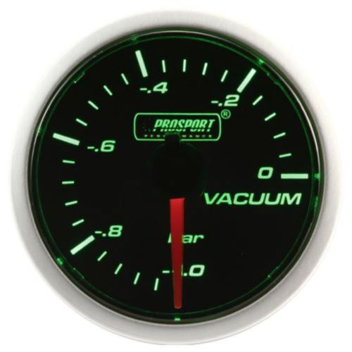 Prosport 52mm green &amp; super white led smoke face electrical vacuum gauge bar