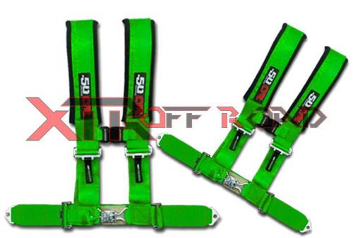 Xtr off-road products,(2) 50 caliber racing 2&#034; 4 point harness bundle - green