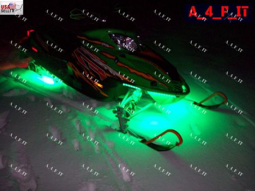 Snowmobile led light bar set green 9v waterproof universal mount sled boat utv