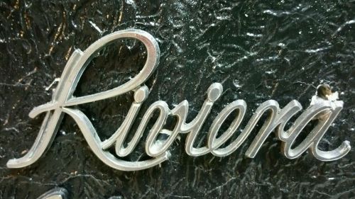 Gm &#034;riviera &#034;     emblem  badge script trim    metal   vintage  buick