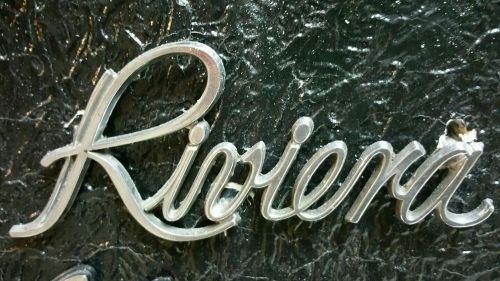 Gm "riviera "     emblem  badge script trim    metal   vintage  buick
