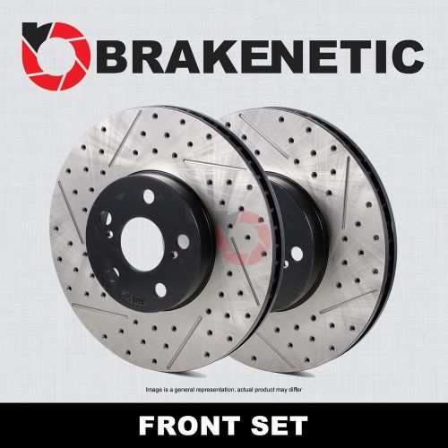 [front set] brakenetic premium drilled slotted brake disc rotors bnp67070.ds