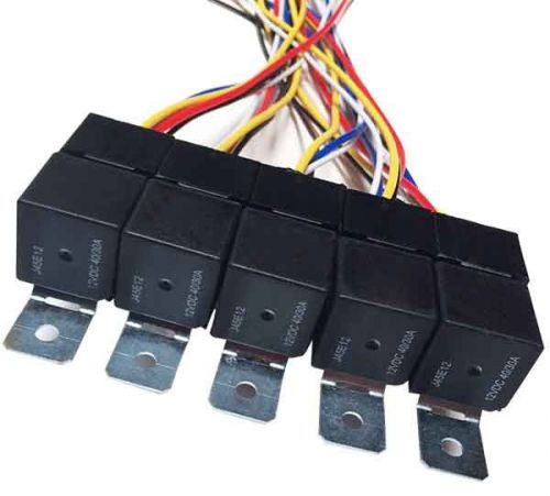 5pcs relays+5 interlocking 5 pin sockets 12v dc 30/40a waterproof spdt