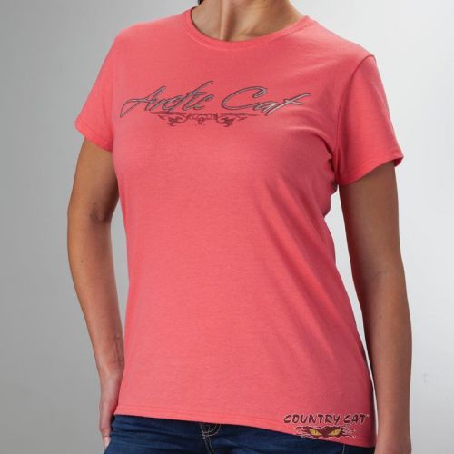 Arctic cat women's script t-shirt tee t shirt - pink coral salmon - 5269-04_