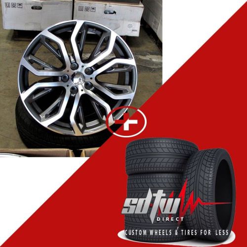 22" wheels fits bmw x5 x6 replica machined/gunmetal finish w/ pirelli tires 375