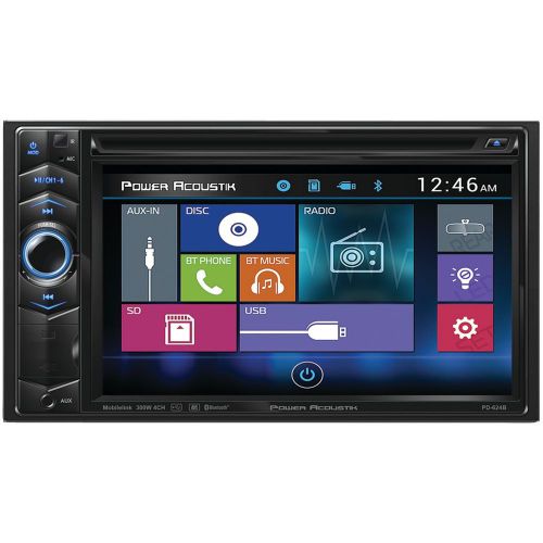 Power acoustik pd-624b 6.2" double-din in-dash lcd touchscreen dvd receiver w...