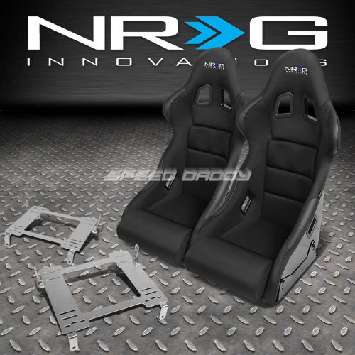 Buy NRG PAIR BLACK BUCKET RACING SEATS+STAINLESS STEEL BRACKET FOR