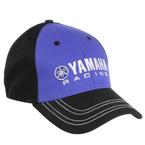 Oem yamaha racing black &amp; blue finish line cap hat crp-13hrc-bl-ns