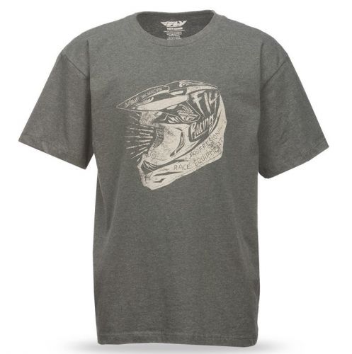 New 2016 fly racing youth gray head case s/s t-shirt 100% ultra cotton loose fit
