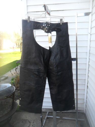 Silver bike leather motorcycle chaps - size m
