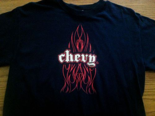 Chevy engine pinstripe medium t shirt black  muscle car bringing the power