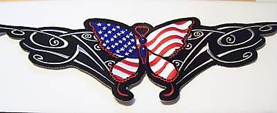 #0951 l motorcycle vest patch usa tribal butterfly