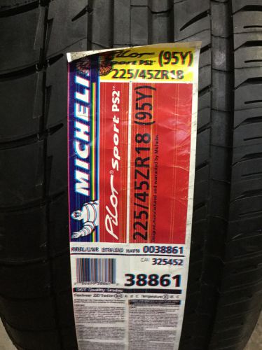 1 new 225 45 18 michelin pilot sport ps2 tire