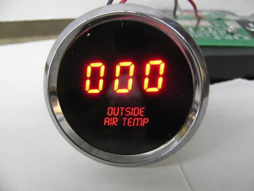 Digital outside air temperature gauge w/ sender red leds chrome bezel warranty !