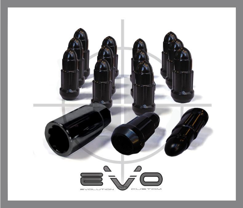 16 black bullet spline tuner lugs nuts with key 12x1.5 new