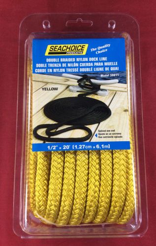 Dock line double braided nylon 1/2&#034; x 20&#039; yellow rope seachoice  39911