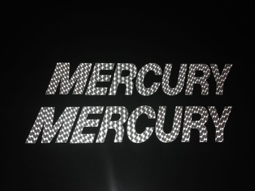 2 mercury engine turn metal look  marine vinyl boat decals stickers  21 inch set