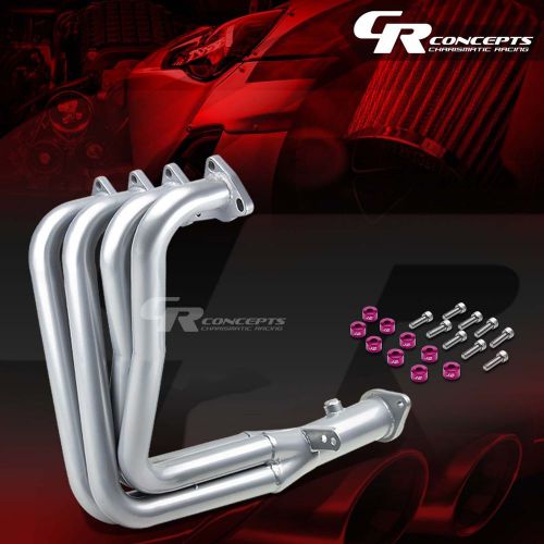 J2 for integra dc2 b18 silver exhaust manifold header+purple washer cup bolts