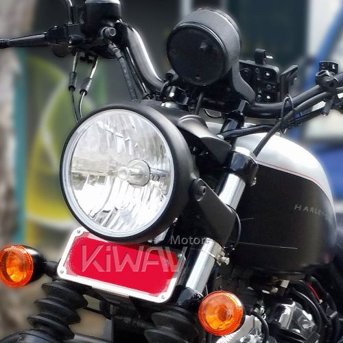 7" headlight h4 12v 60/55w black metal housing ece high low beam for ktm