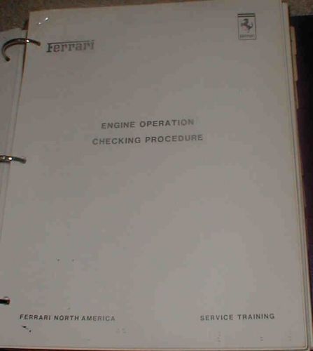 Ferrari engine operation checking - factory training manual
