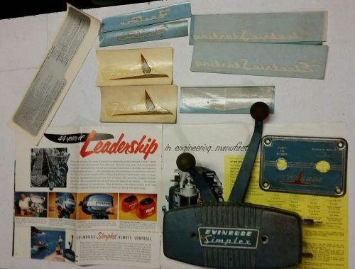 Vintage evinrude outboard  boat controls decals brochure dash plate fastwin