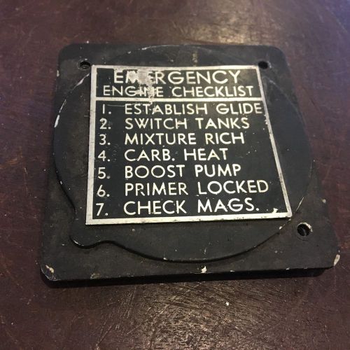 Metal instrument panel blank plate, with checklist