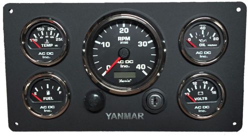 Boat yanmar marine instrument panel custom made, with wiring harness, 5 gauges