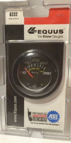 Equus 2 inch mechanical water temperature gauge black bezel 130-280 f range 6232