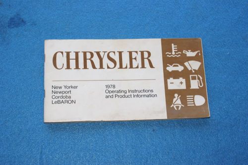Chrysler 1978 owner&#039;s manual new yorker newport cordoba lebaron automobiles