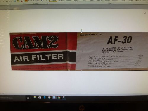Oldsmobile, buick, cadillac     1959-1965  new af-30 air cleaner filter