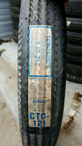 Nos 4.50-21 tire 2 1/2&#034; white wall coker commander 4.50 21