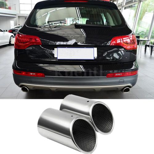 2pcs chrome stainless steel exhaust tall rear mufflfer tip pipe for audi q7 3.0