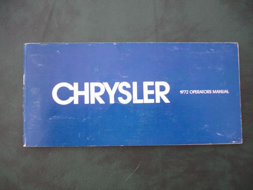 Nice, rare original  factory owners manual 1972 chrysler