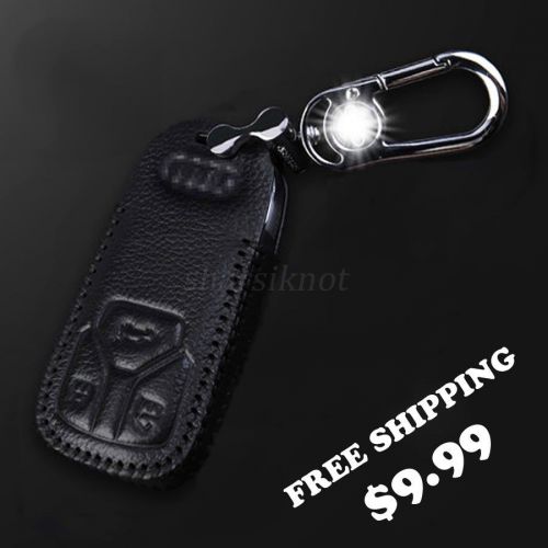 Leather key holder bag for audi smart remote key fob entry bag black