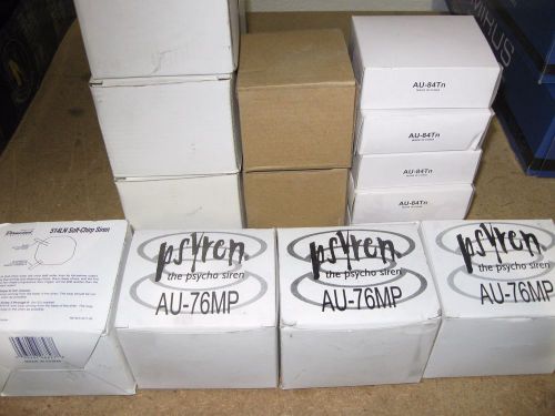 Lot of 13 asst alarm sirens and 5 omega shock sensors